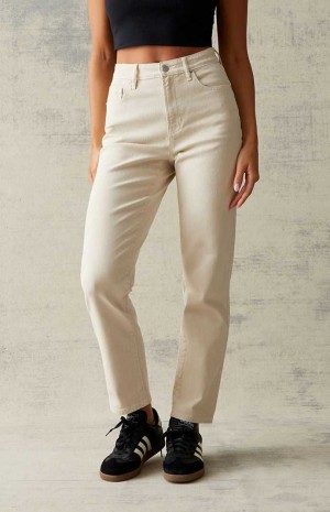 BEIGE PacSun Beige Curve Straight Leg Jeans | CDMLQOR-73