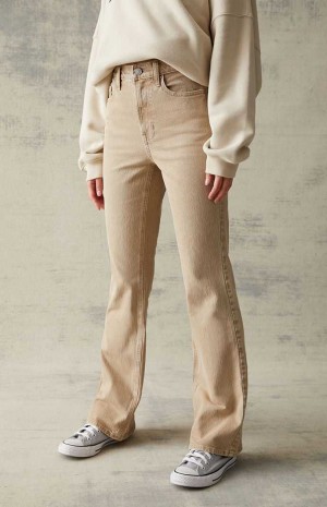 BEIGE PacSun Beige Stretch High Waisted Bootcut Jeans | IZDYKFR-87