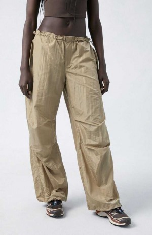 BEIGE PacSun Shine Low Rise Parachute Pants | VNRYJCI-89