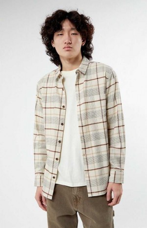 BLACK/CREAM PacSun Black & Cream Plaid Classic Shirt | VJRLFMA-03