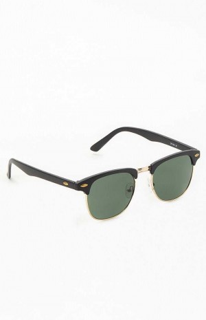 BLACK/GOLD PacSun Small Metal Fifty-Fifty Sunglasses | MGOAFTQ-95