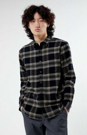 BLACK/TAN PacSun Black & Tan Classic Plaid Shirt | DNUAQTO-41