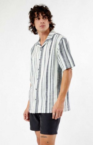 BLACK/WHITE PacSun Black Woven Camp Shirt | NWQGPUC-86