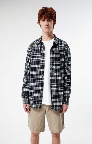 BLACK/WHITE PacSun Black & White Classic Plaid Shirt | QSFRYKO-91