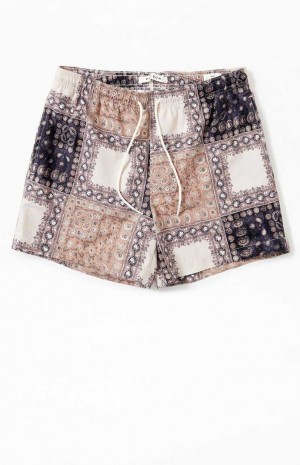 BLACK MULTI PacSun Bandana Block 4.5" Swim Trunks | SONZLHB-85