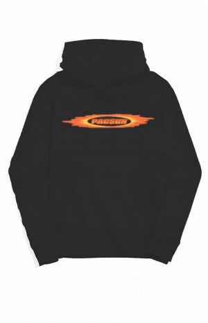 BLACK PacSun Black Flames Logo Hoodie | HTDGLQC-67