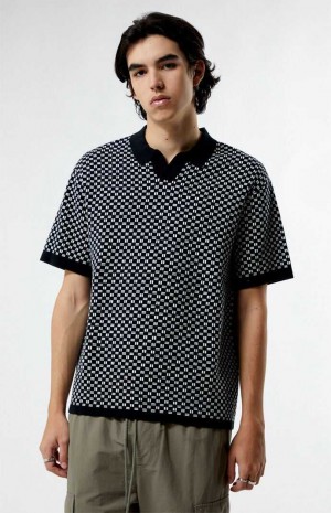 BLACK PacSun Black Open Polo Shirt | DKVIMQJ-29