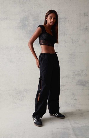 BLACK PacSun Black Tie Side Baggy Pants | LBFNMAX-46