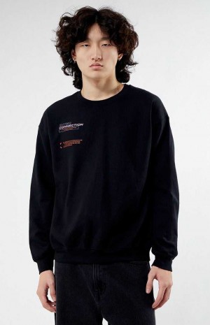 BLACK PacSun Interconnection Crew Neck Sweatshirt | VSJOZUQ-74