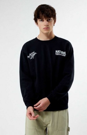 BLACK PacSun Natural State Of Mind Crew Neck Sweatshirt | TEBFRLK-37