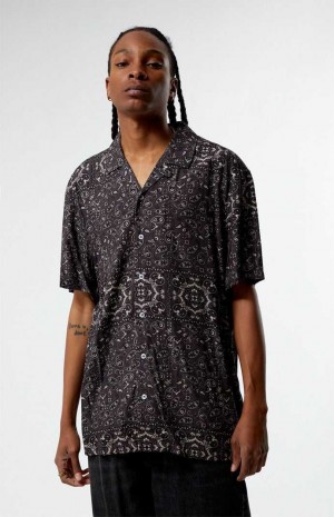 BLACK PacSun Paisley Camp Shirt | GYNZKOU-80