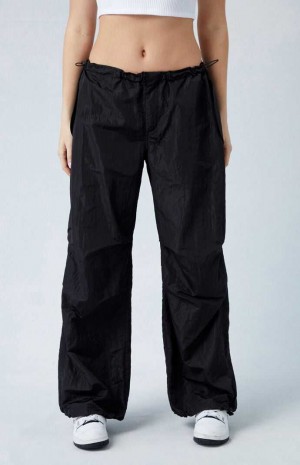 BLACK PacSun Shine Low Rise Parachute Pants | FQVEXTP-62