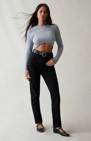 BLACK PacSun Stretch Black Curve Straight Leg Jeans | JEYNOCT-59