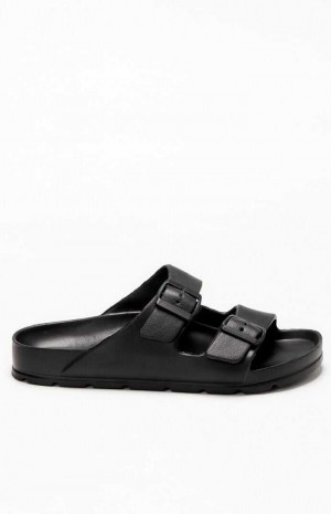 BLACK PacSun Women's Buckle Strap Sandals | JKHVUTF-84