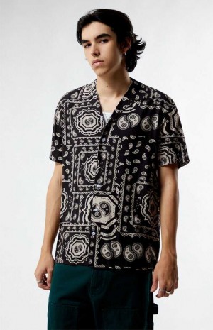 BLACK PacSun Zen Paisley Woven Camp Shirt | AWFKQNY-25