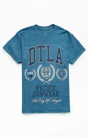 BLUE GREEN PacSun Pacific Sunwear DTLA T-Shirt | OTZCUPG-85