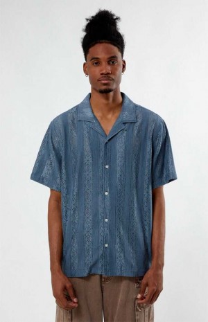 BLUE PacSun Niall Oversized Camp Shirt | MOKUHAQ-61