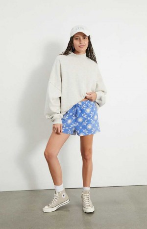 BLUE PacSun Printed Fleece Sweat Shorts | USMIODL-01