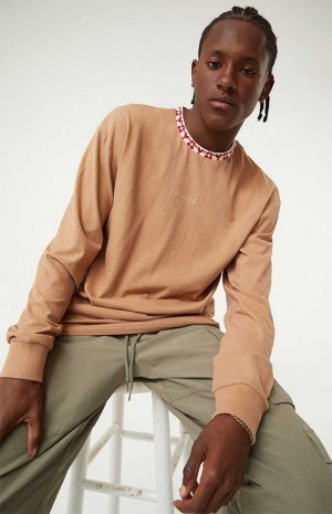 BROWN PacSun Bliss Jacquard Crew Long Sleeve T-Shirt | UPOYQHK-72