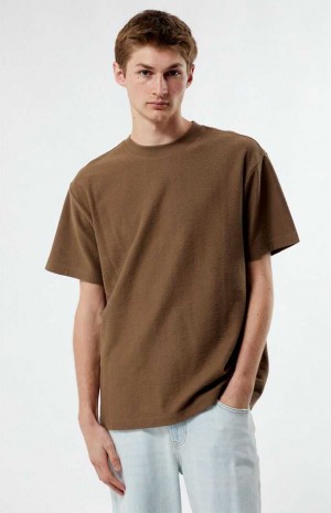 BROWN PacSun Brown Grooves T-Shirt | MHJTWCD-41