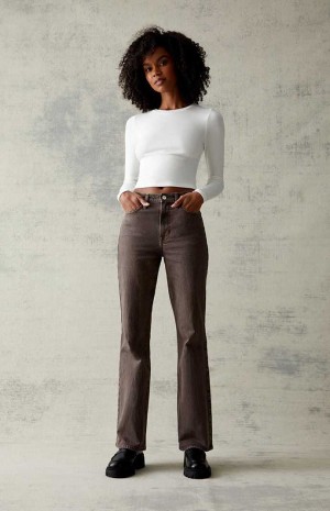 BROWN PacSun Brown Stretch High Waisted Bootcut Jeans | CLTZGJX-84