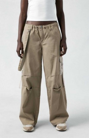 BROWN PacSun Brown Toggle Baggy Cargo Pants | VNDWXCH-35