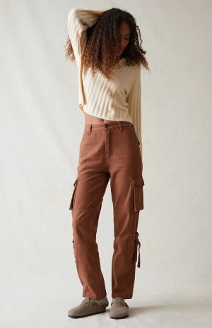 BROWN PacSun Comfort Stretch Brown Cargo Dad Pants | SZYFGUW-52