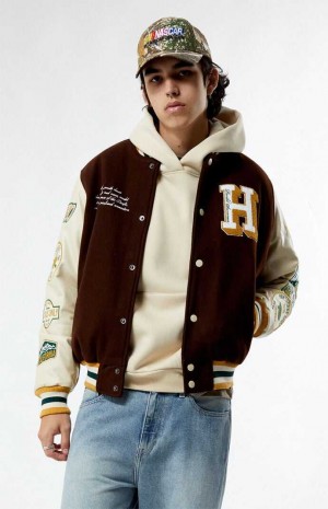 BROWN PacSun Hawthorne Varsity Jacket | TLQMHJN-07