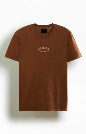 BROWN PacSun LA Embroidered T-Shirt | FACLPOK-87