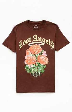 BROWN PacSun Lost Angels T-Shirt | JERLBWD-45