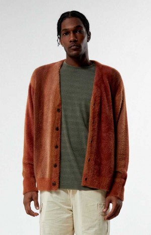 BROWN PacSun Mac Fuzzy Cardigan | APLGSBZ-71