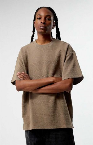 BROWN PacSun Oversized Jacquard Knit T-Shirt | NKDCPEL-76