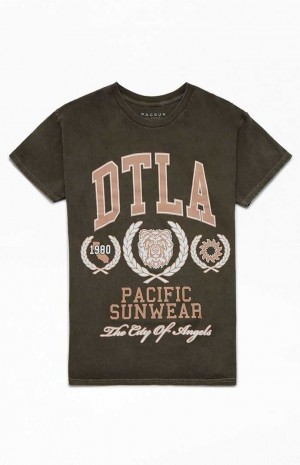 BROWN PacSun Pacific Sunwear DTLA T-Shirt | PSQGBNK-30