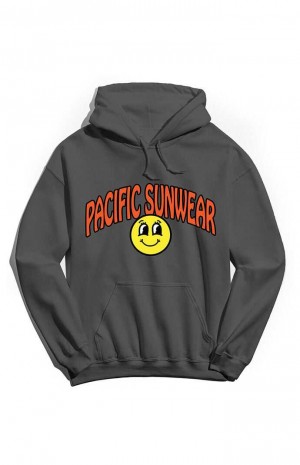 CHARCOAL PacSun Pacific Sunwear Smiley Hoodie | LOBWTJS-84