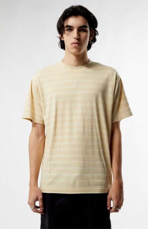 CREAM PacSun Cream Even Textured Stripe T-Shirt | MKRTWOL-23