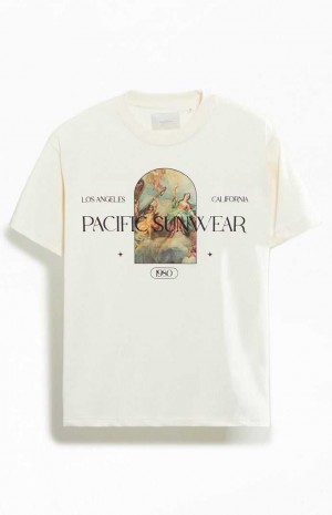 CREAM PacSun Cream Pacific Sunwear Renaissance T-Shirt | NJVGZRM-95