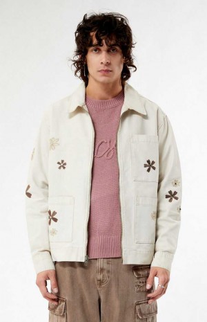 CREAM PacSun Floral Applique Jacket | UWVFZIN-17