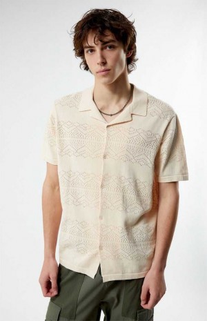 CREAM PacSun Hudson Cream Oversized Camp Shirt | WTSOYAG-31