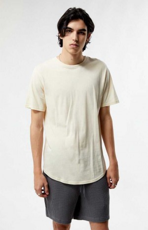 CREAM PacSun PS Basics Cream Basic Scallop T-Shirt | IZYMVEC-61