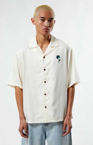 CREAM PacSun Pacific Palisades Oversized Camp Shirt | QZUEXBP-96