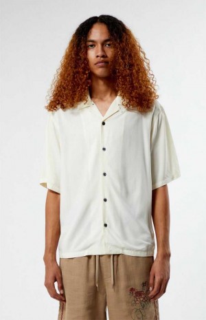 CREAM PacSun Recycled Solid White Camp Shirt | NUFXIQS-19