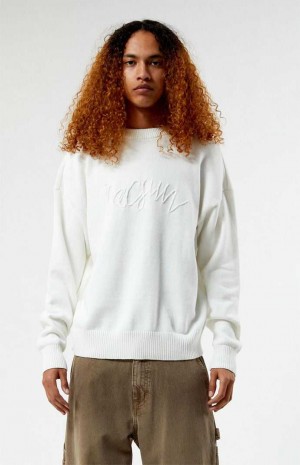 CREAM PacSun Script Applique Crew Neck Sweater | VXIUAGH-52