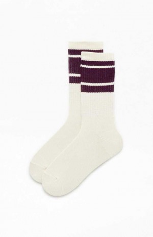 CREAM PacSun Varsity Stripe Crew Socks | ROASWGY-71