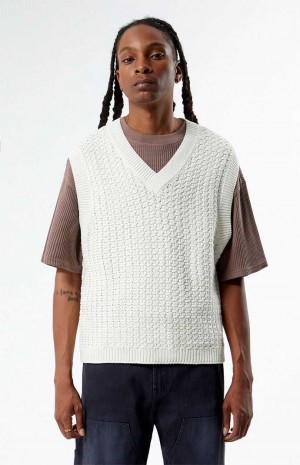 CREAM PacSun White Crochet Knit Vest | KROBTYQ-53