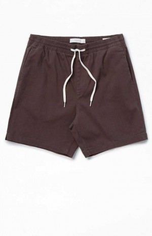 DARK BROWN PacSun Brown Reed Twill Volley Shorts | OGAWFYU-19