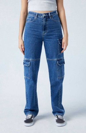 DARK INDIGO PacSun Dark Indigo '90s Boyfriend Cargo Jeans | NGFJASE-54