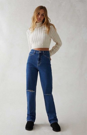 DARK INDIGO PacSun Dark Indigo Ripped '90s Boyfriend Jeans | YRUTFKM-19