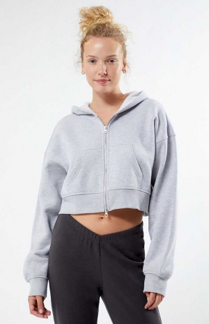 E. HEATHER GREY PacSun Double Full Zip Hoodie | SMQYOAH-52