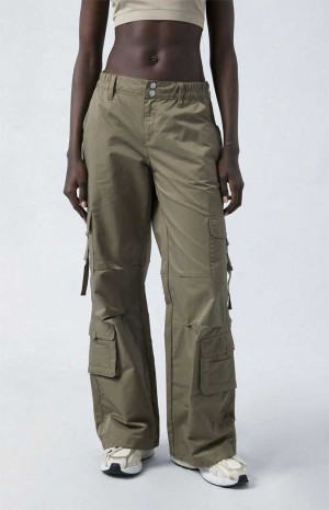 FOREST GRN PacSun Green Elastic Waist D-Ring Cargo Pants | RQDUAYB-59