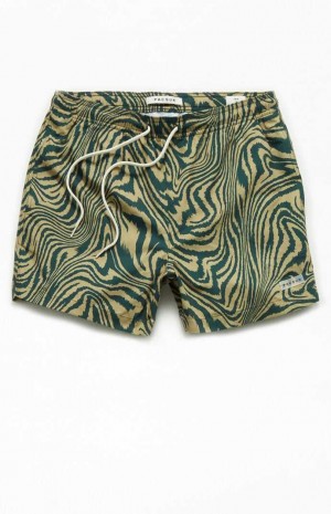 GOLD PacSun Warp 4.5" Swim Trunks | DZBVOAI-67